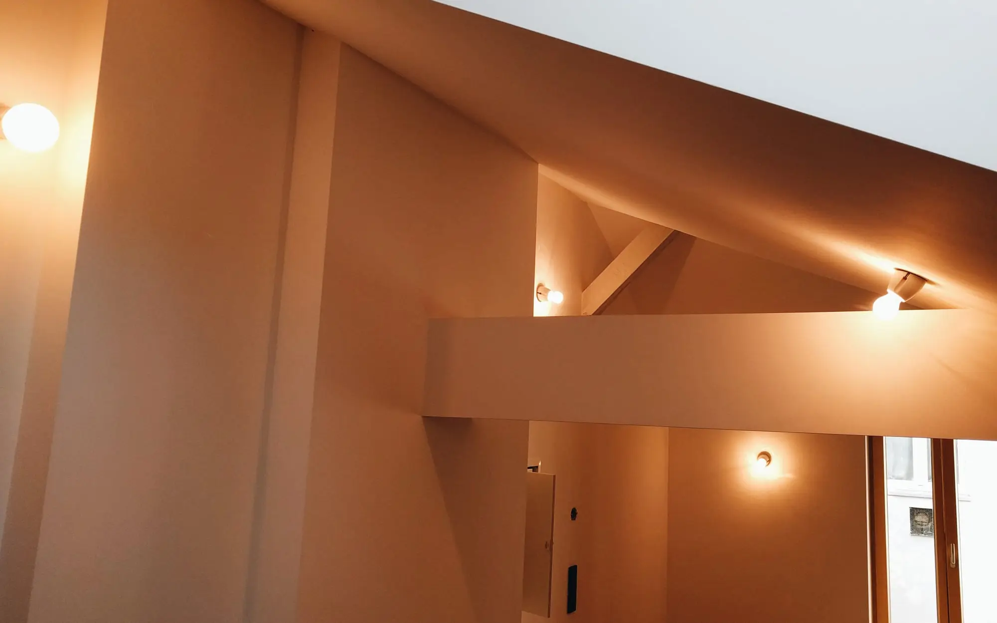 A stylish shot of the geometric rooftop architecture in the pagestrip office's second floor.